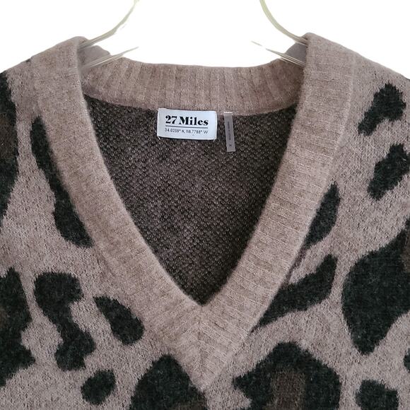 27‎ MILES Aleman Vest in Cheetah Cashmere Silk Blend Distressed 139167 Medium - Picture 4 of 14